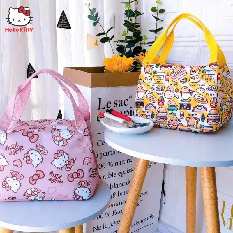

Kawaii Sanrio Hello Kitty Cinnamoroll Students Bento Bag Cartoon Anime My Melody Portable Large Capacity Insulated Bento Bags