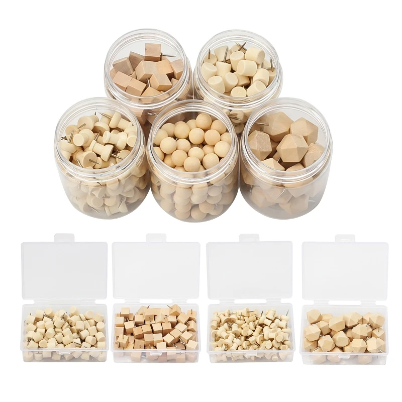 

HXBE Practical Thumb Nails Rustic Wood Heads Map Tacks Push Pins Strong Steel Pushpin for Photos Bulletin Cork Boards Sewing