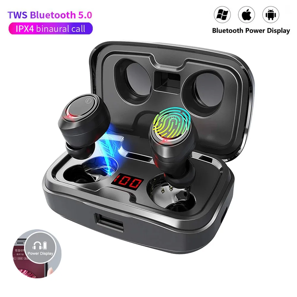 

TWS X10 Wireless Bluetooth Headset HIFI Stereo Sports Waterproof Noise Reduction Binaural Fingerprint Touch with Charging Box