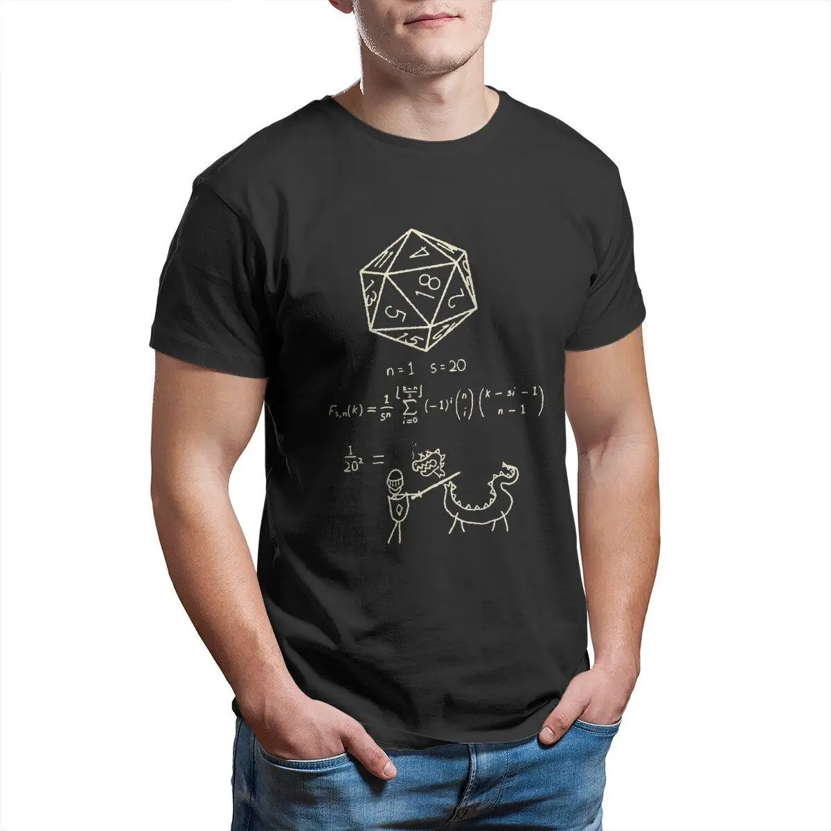 

Men's T-Shirt The Science Of 20 Sided Dice Novelty Cotton Tee Shirt Short Sleeve Chemistry Math T Shirt Clothes Birthday Present