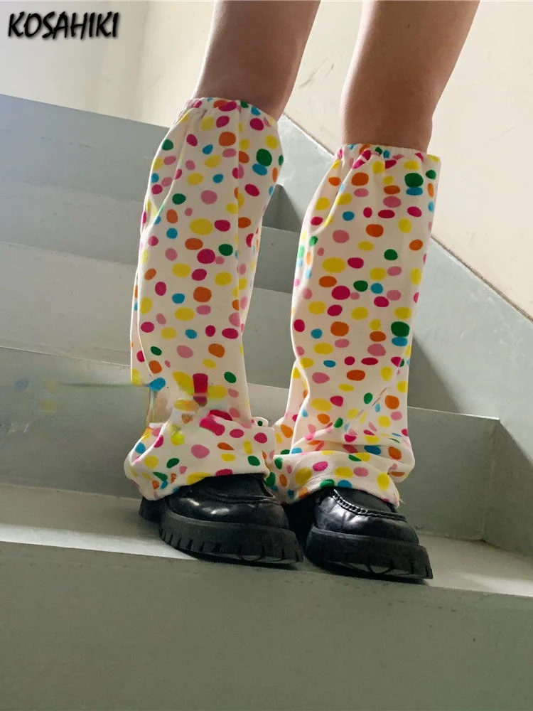 

Summer Harajuku Women Kawaii Polka Dot Leg Warmer Long Socks Y2K Gothic Ladies Cute Y2k Leg Warmers Ankle Foot Socks