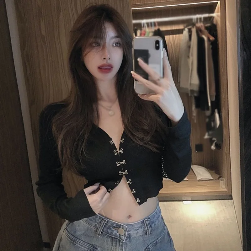 Женская Приталенная Однотонная Футболка С V-образным Вырезом Повседневный Топ