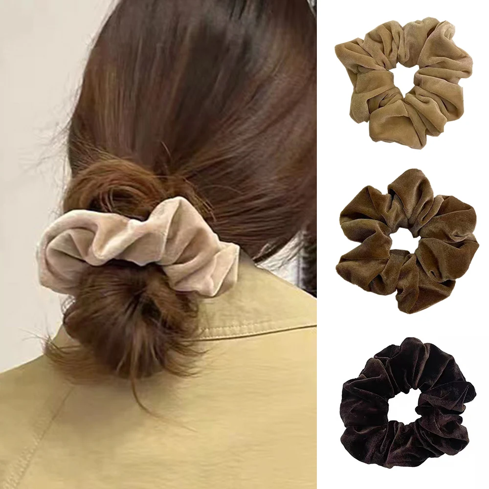 

1PC Casual Hair Scrunchie Velour Wrinkle Large Intestine Hair Ring Girl Ponytail Holder Hair Rope Soft Headwear Hair Accessories