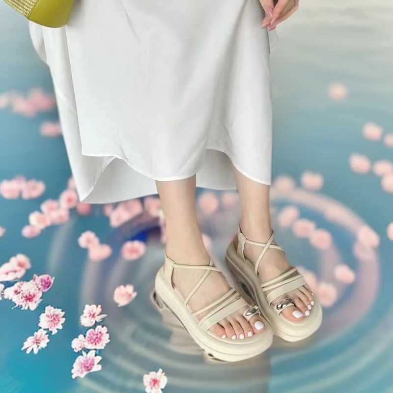 

Shoes for Women 2023 New Open-toe Set of Toe Thick Bottom Beach Shoes Summer Fashion and A Hundred Non-slip Roman Women Sandals