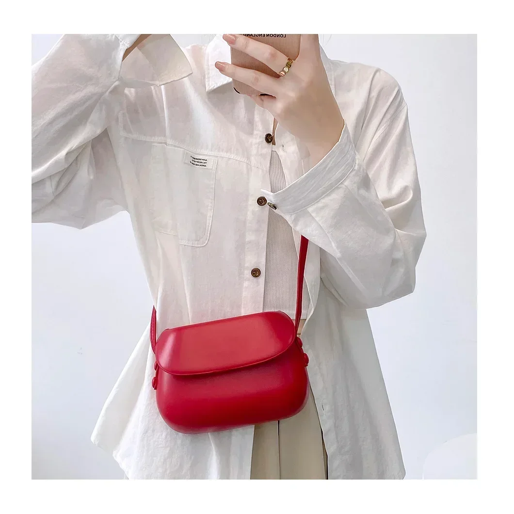 Baobao's 2023 новое летнее красное мини-квадратное одно плечо с косым крестом