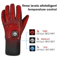 snow deer leather heated gloves rechargeable electric motorcycle heating glove men women winter battery gloves with usb charger