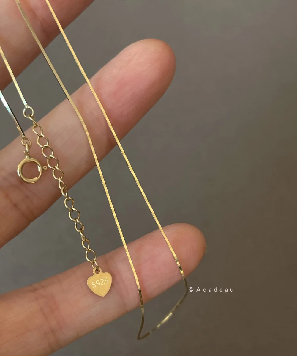 

Женское Ожерелье телесного цвета из стерлингового серебра S925 пробы, маленькое ожерелье из мягкой искусственной кожи, универсальная цепочк...