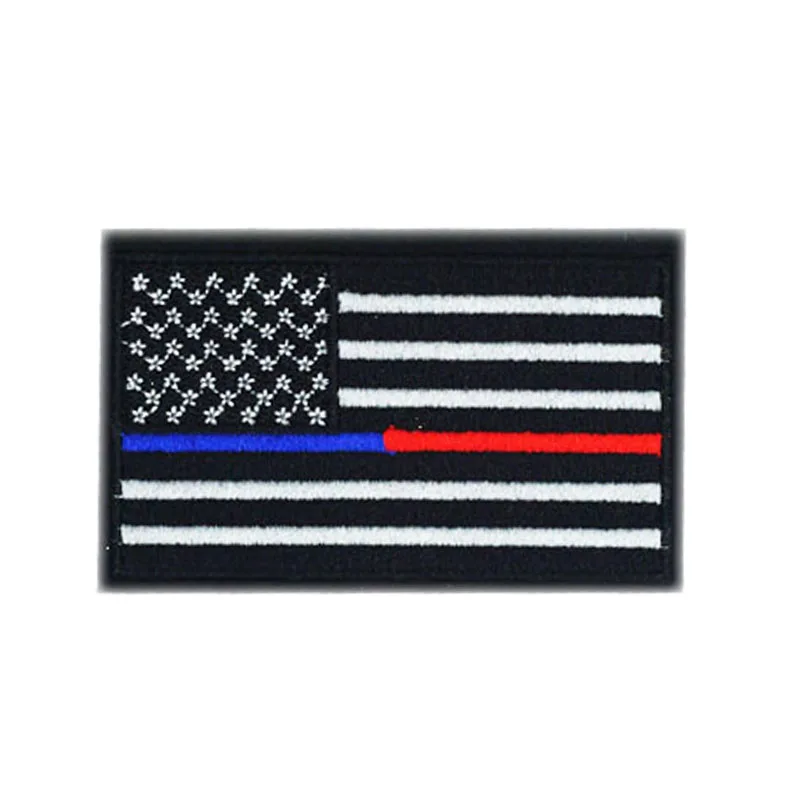 3.5&quot Thin BLUE &amp RED Line US American Flag ARMY Iron On PATCH MC Motorcycle biker vest Embroidered badge patches for clothing - купить