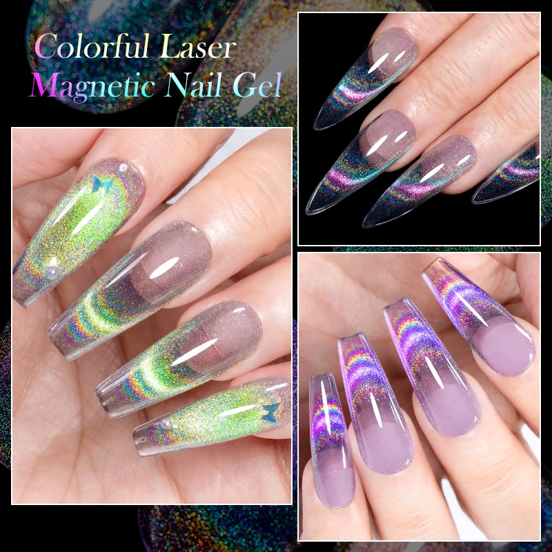 MTSSII 7ml Holographic Rainbow Cat Magnetic Gel Nail Polish Holo Laser Galaxy Chameleon Soak Off UV