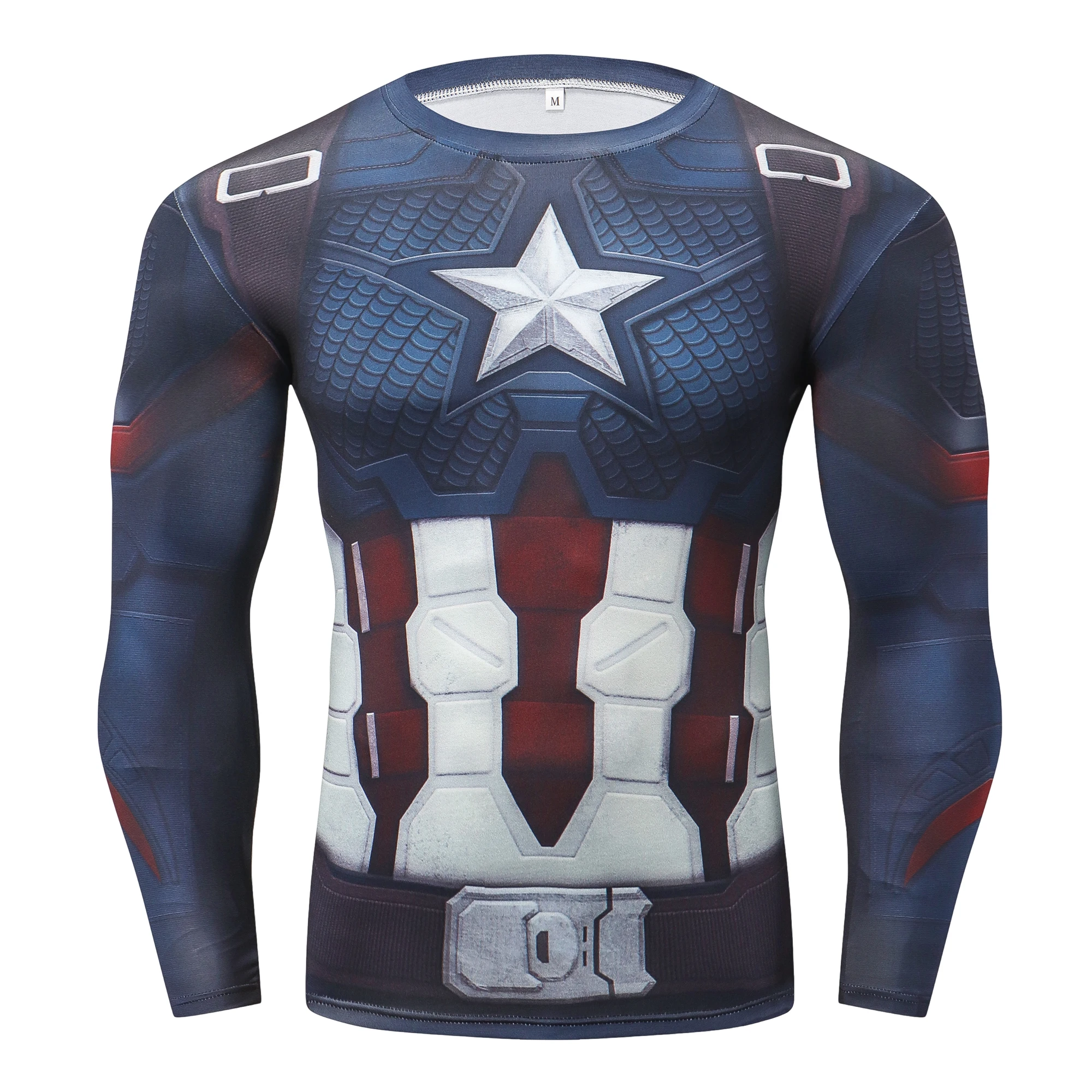 

Captain Merica Muscle Cosplay Costume Premium Printed Costume Compression T-shirt Joggers Fitness Quick-Dry Tight Running Tops