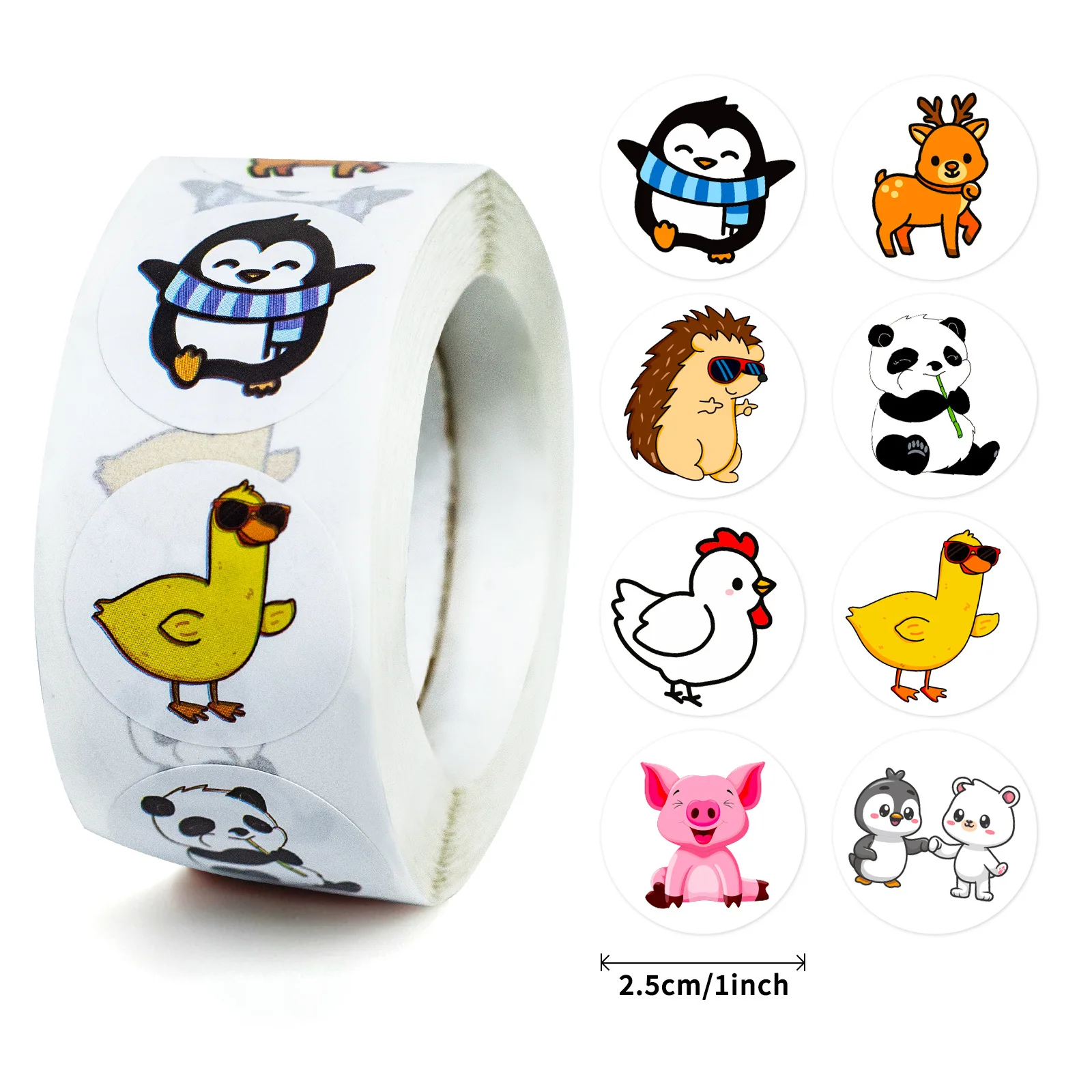 

500PCS 3cm Small Animal Roll Sticker Children's Cartoon Little Girl Toy Tent Decoration Label Sticker