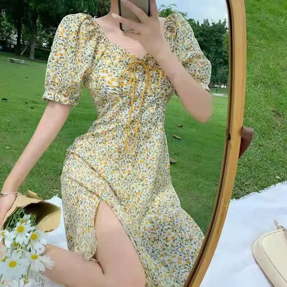 

summer 2021 new Korean version of French retro chiffon short-sleeved elegant dress women