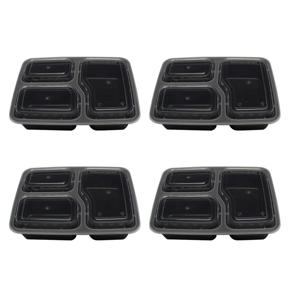 

10pcs Meal Prep Containers Takeout Pans Meal Container Storage Box Meal Box 3 Compartment Meal Box
