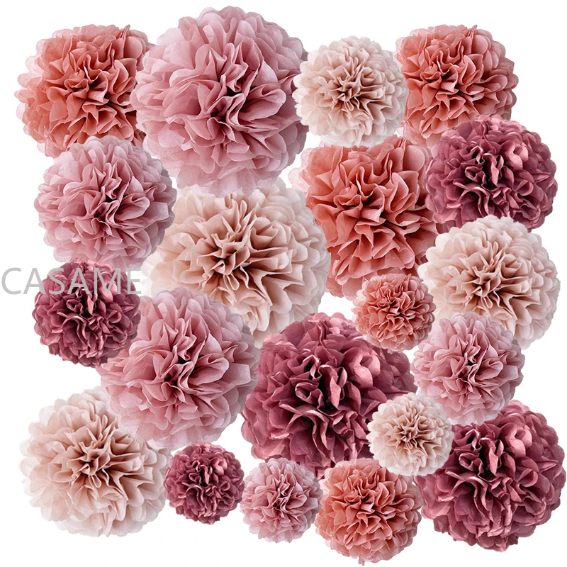 

10pcs Wedding Decorative Paper Pompoms Pom Poms Flower Balls Party Home Decor Tissue Birthday Christmas DIY Decoration 25cm Dia