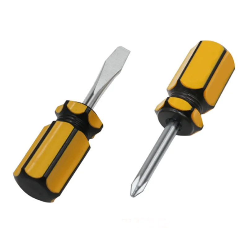 2pcs Stubby Screwdriver Kit with Small Handle, 6mm Flat Head and Slotted Screwdrivers - Multi-functional Hand Tool Set