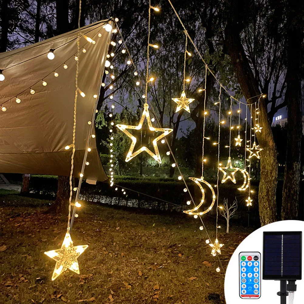 

3.5M 138leds Star Moon Led Curtain String Light Christmas Decor Garland Light Romantic Holiday Lights Wedding Party Decoration