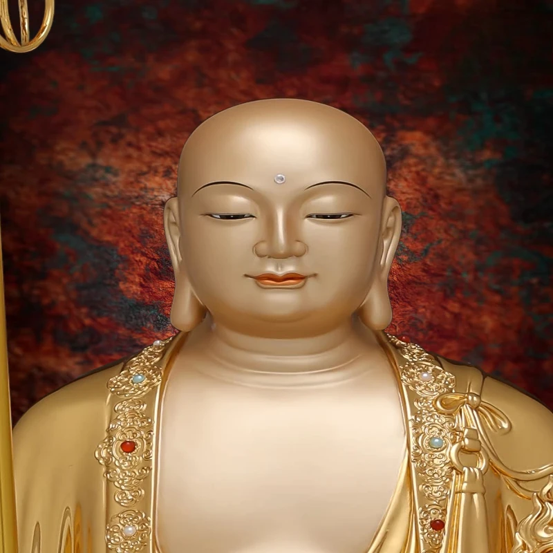 Фото Бронзовая статуя короля Джизо Бодхисаттвы, полностью бронзовая статуя с горы Цзюхуа, статуя Цзинтун, посвященная Трем мудрецам Саха. №1