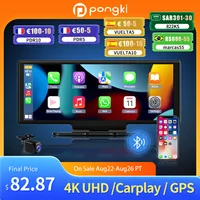 Pongki K2 Dash Cam Carplay Android Auto Dual Lens GPS Navigation Car Dvr Dashcam Front and Rear Large Screen Center Console