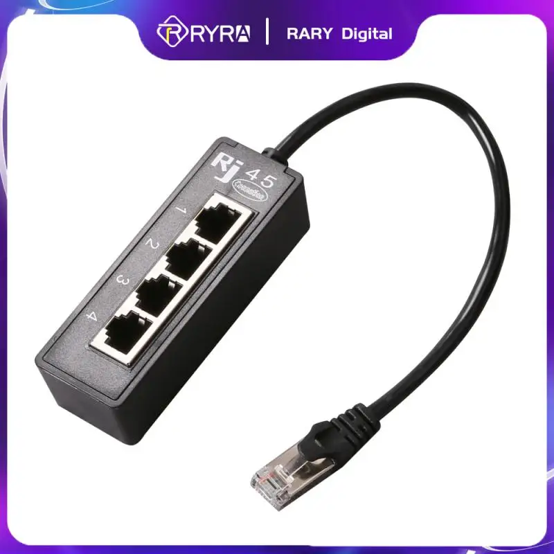 RYRA RJ45 1 Male To 4 Female LAN Ethernet Socket 2/3 Port Splitter Ethernet Cable Networking Extender Cable Adapter Accessories