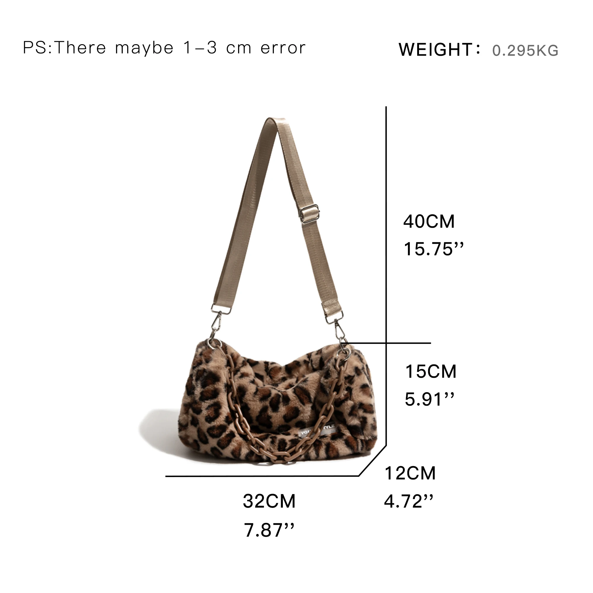 MABULA Ретро леопардовый узор Пушистая сумка через плечо из искусственного меха Y2K