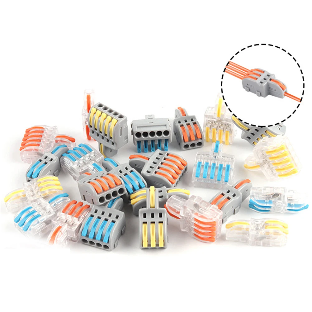 

5PCS 1 In Multiple Out Splitter Plug-in Quick Wire Connectors Junction Box Home Hardwear Supply