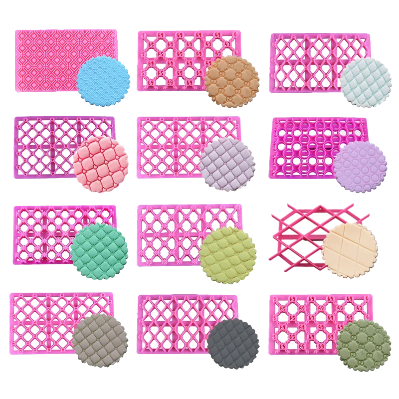 

Plastic Printing Biscuits Cake Cookie Cutter Fondant Lace Cake Decoration Petal Quilt Embosser Mold Cake Tools Pastry Baking Hot
