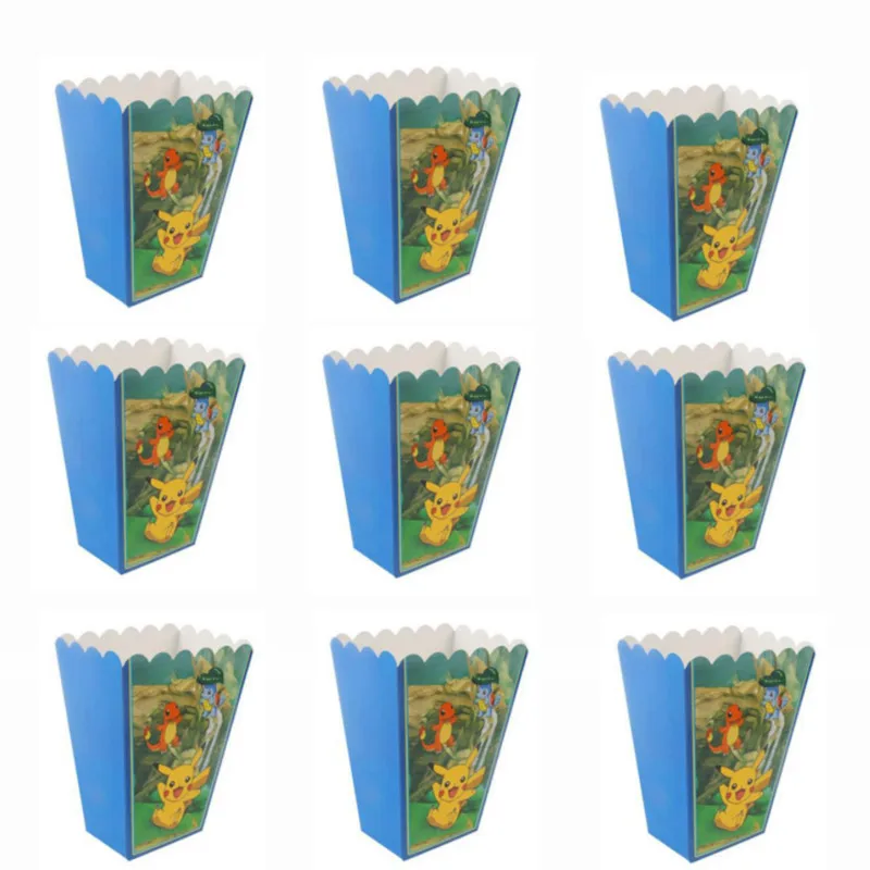 

Милая коробка для попкорна в виде покемона, украшения для дня рождения, Детская Подарочная коробка, держатель для кексов, аксессуары для детского праздника