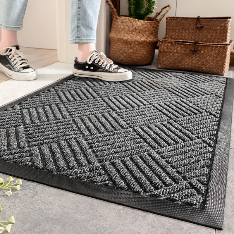 

New Nordic Style Solid Color Commercial Polyester Fabric Home Bathroom Kitchen Living Room Outdoor Non-Slip Mat Rubber Carpet