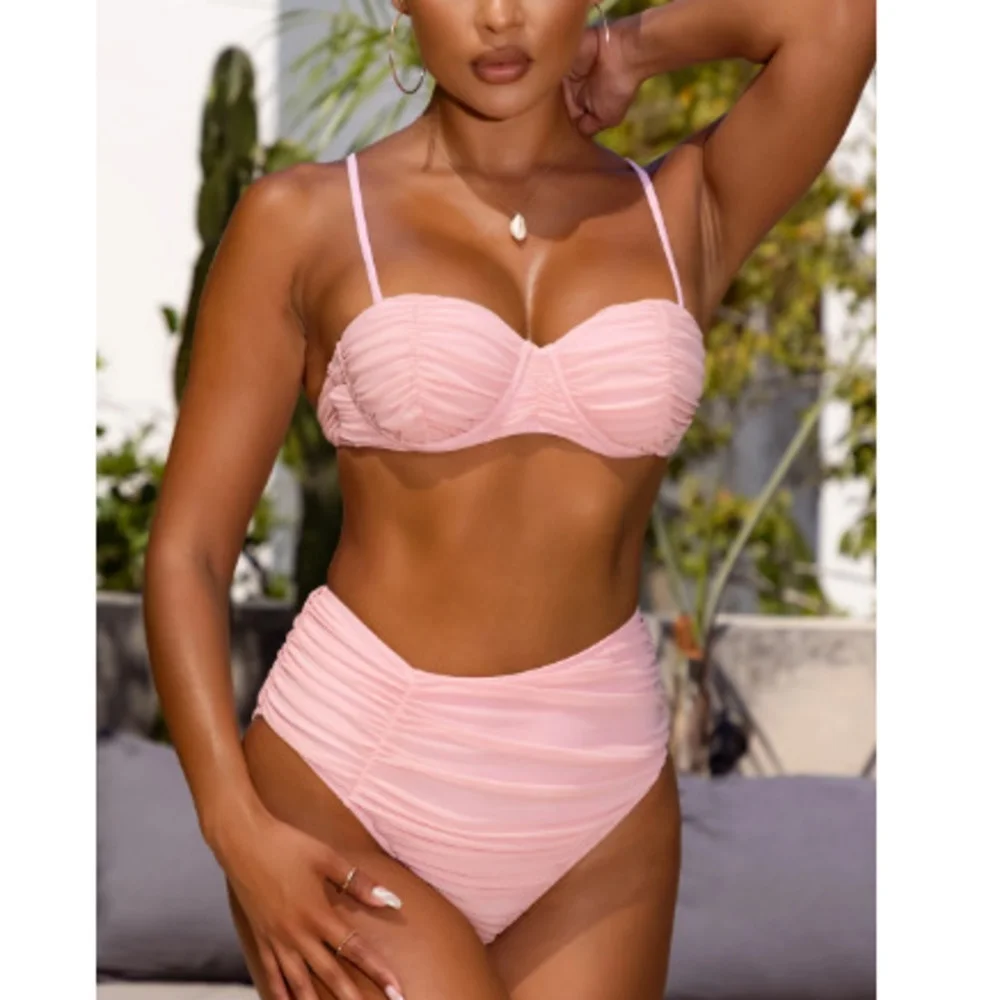 Рисунок 2 - Однотонное Плиссированное бикини с высокой талией