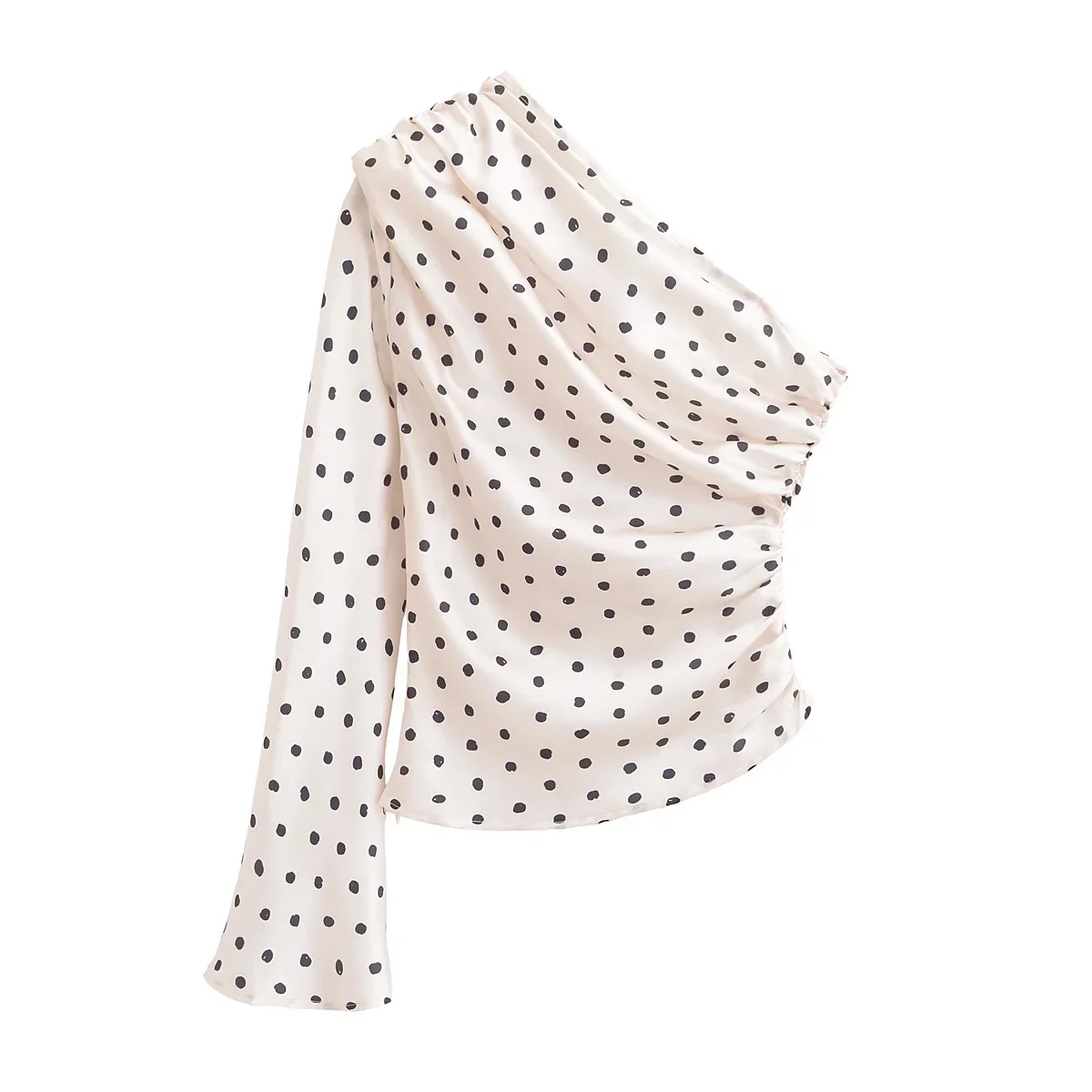 Женский новый модный тонкий асимметричный плиссированный топ в горошек стиле