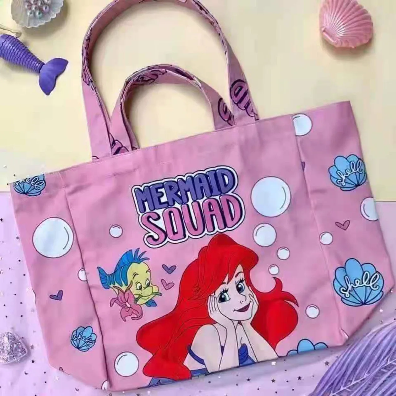 

Сумка на плечо Женская холщовая, модная саквояж Принцессы Диснея, повседневная сумочка большой вместимости с Минни, шоппинг