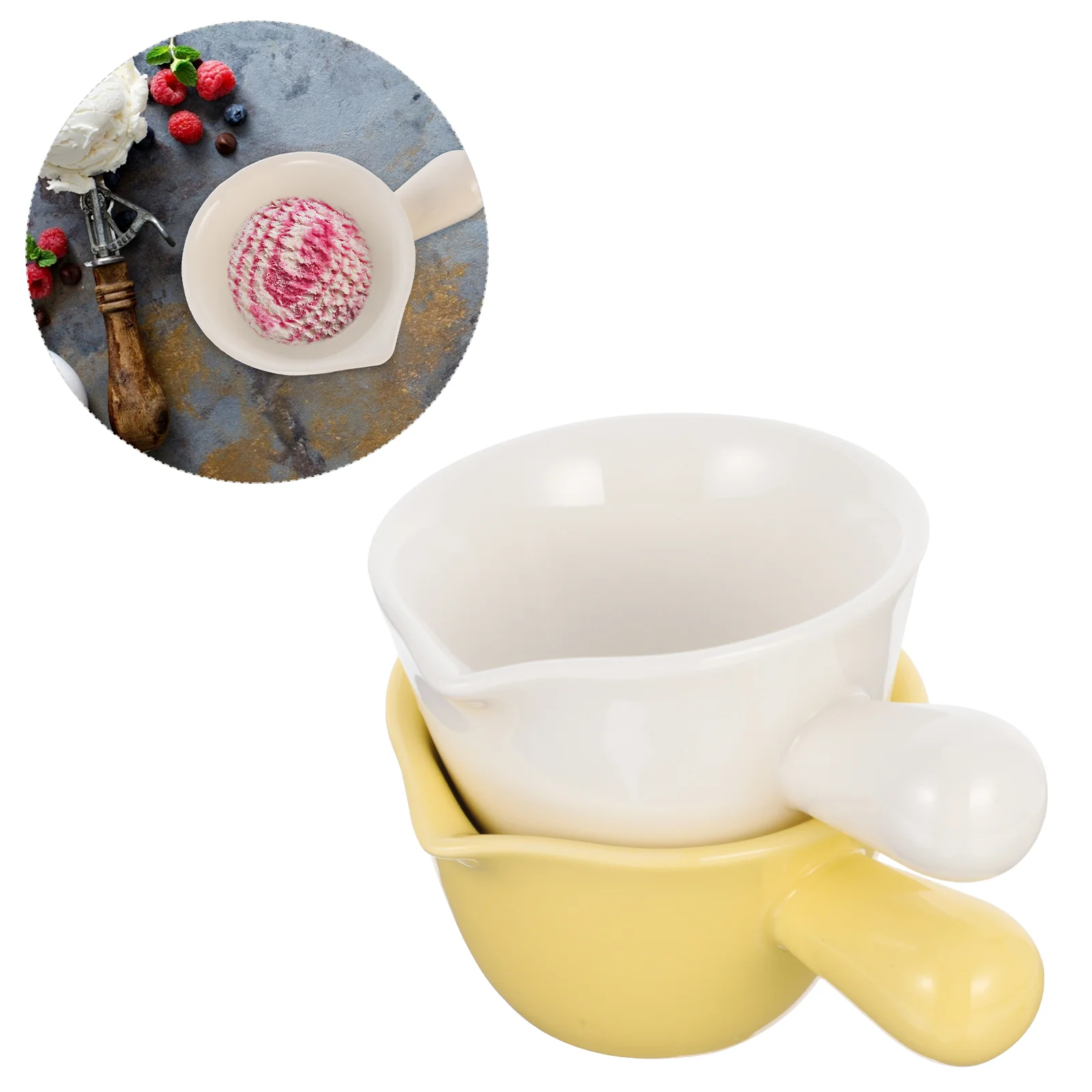 

2pcs Long Handle Sauce Bowl Seasoning Dishes Soy Bowl Ceramic Vinegar Bowl