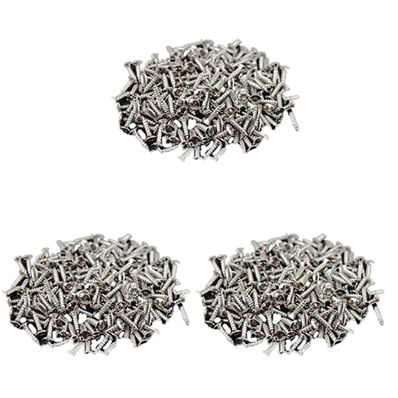 

HOT 300Pcs Guitar Pickguard Screws For Fender Strat/Tele Electric Guitar Bass Silver