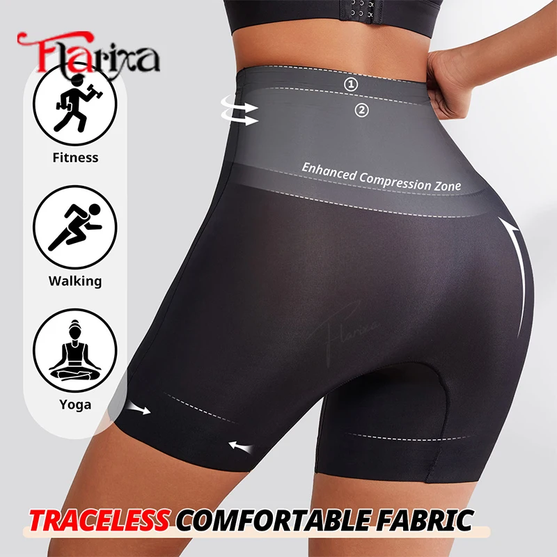 Flarixa Ice Silk шорты с контролем живота женские двухслойные утягивающие трусики для