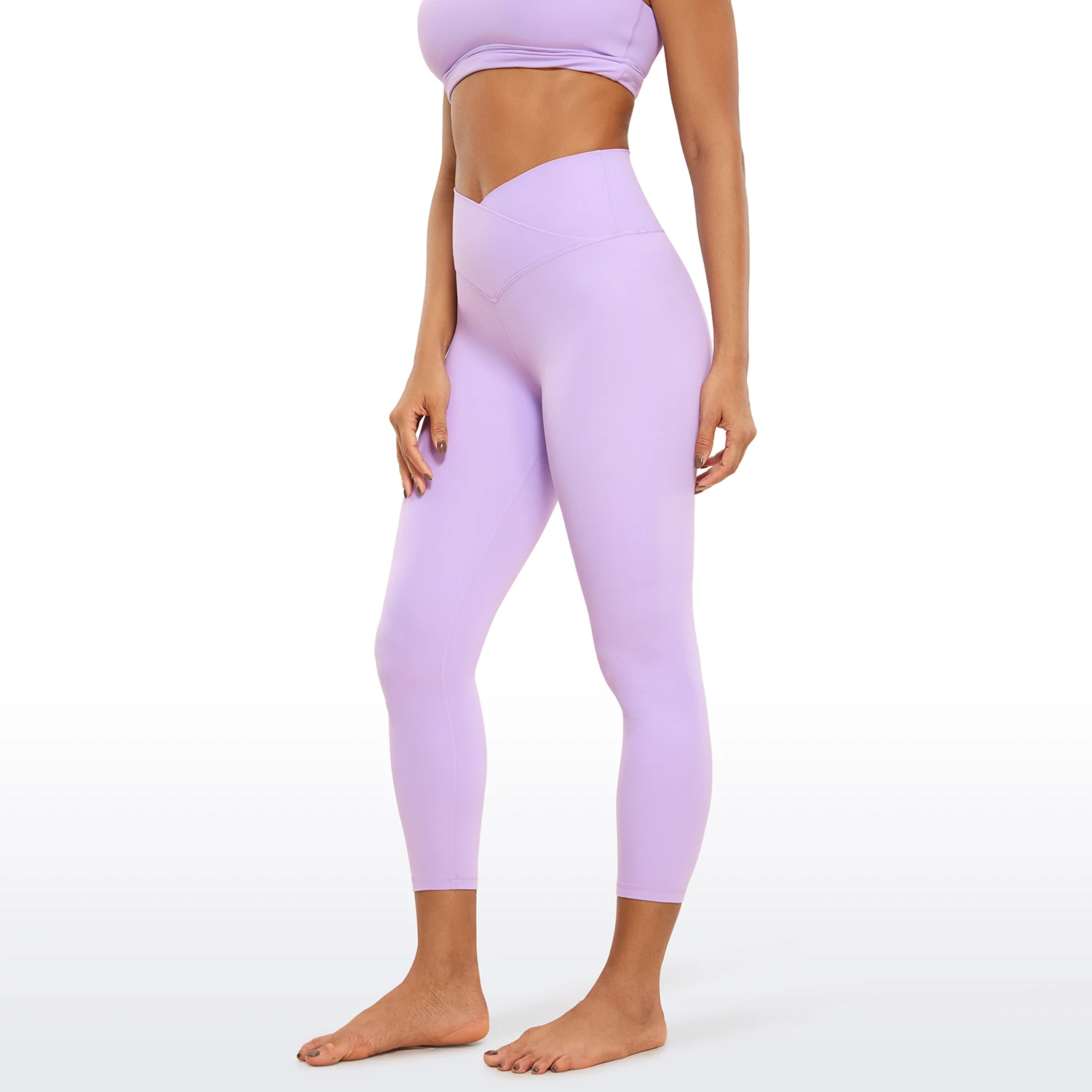 CRZ YOGA Womens Butterluxe Crossover Workout Capri Leggings 23 Inches - High Waist V Cross Crop Gym Athletic Yoga Pants