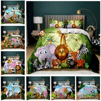 elephant comforter cover cute cartoon animal paradise bedding set for boys girls kids 3d animal world theme queen duvet cover