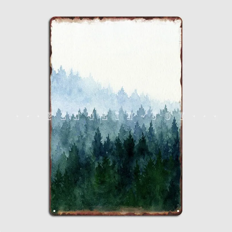 

Misty Forest Hills Poster Metal Plaque Wall Cave Painting Décor Printing Club Bar Tin Sign Poster