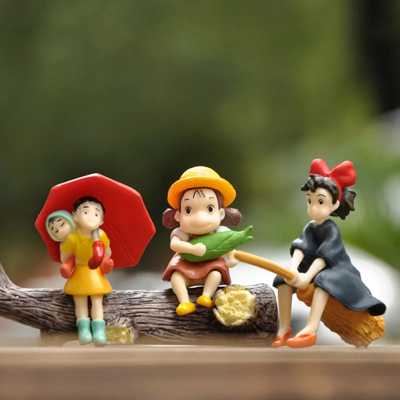 

3Pcs/Set bJapanese Anime Kawaii Totoro Figurines Miniatures Home Room Decor Cute Miyazaki Ornaments Fairy Garden Accessories