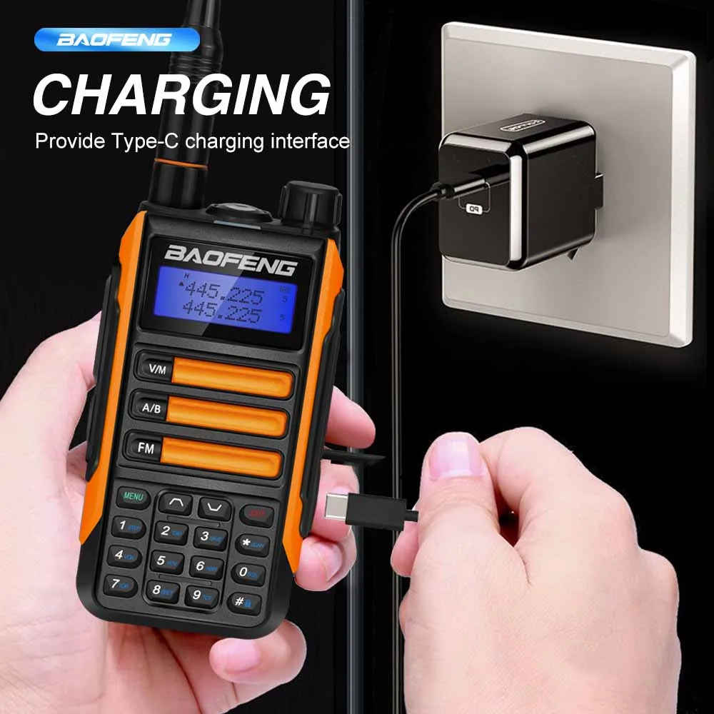 BaoFeng UV-16 Plus 10w High Power Walkie Talkie TYPE-C Charger Long Range Waterproof UV16 Plus Transceiver Ham Two Way Radio
