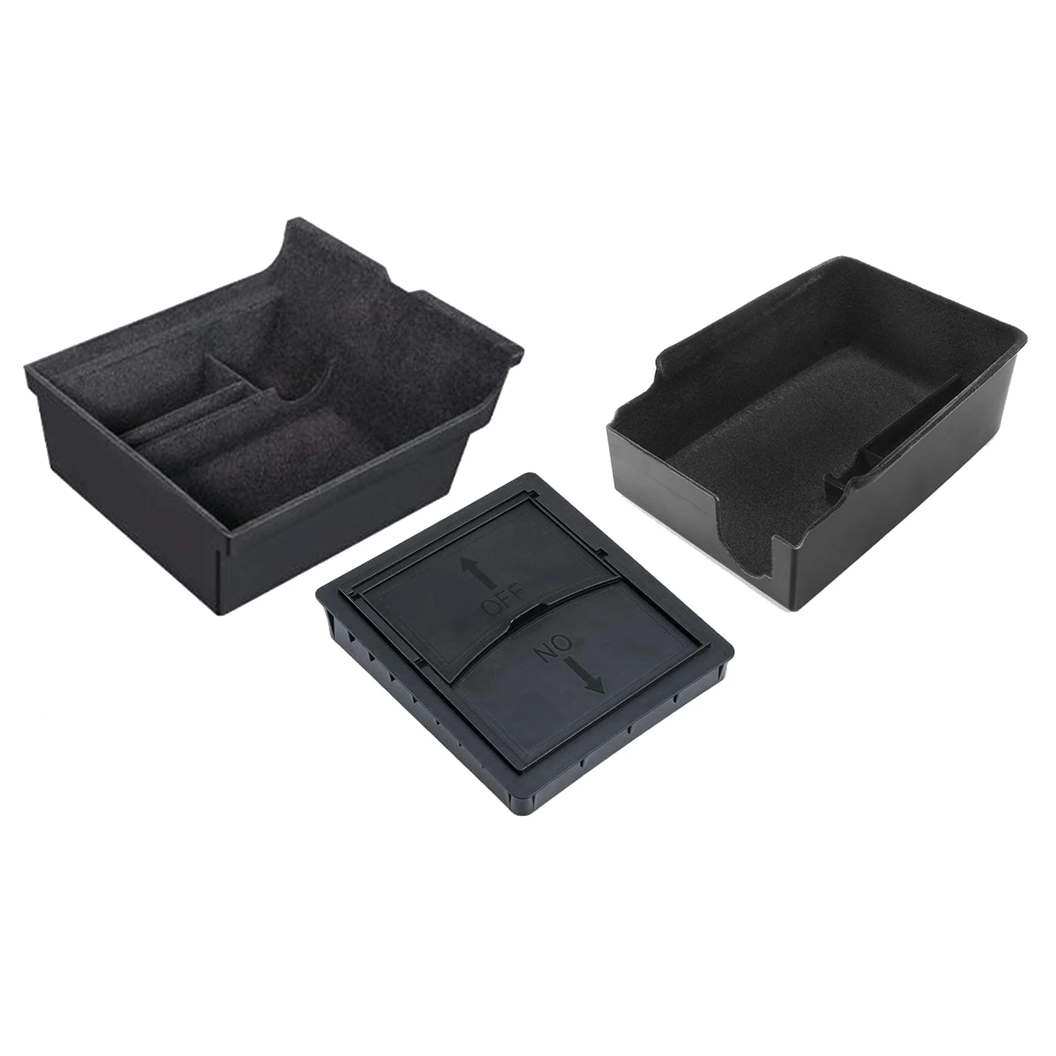 

3PCS Center Console Organizer Tray Fit for 2021 Tesla Model 3/Y Armrest Cubby Drawer Storage Box Accessories (Flocking)