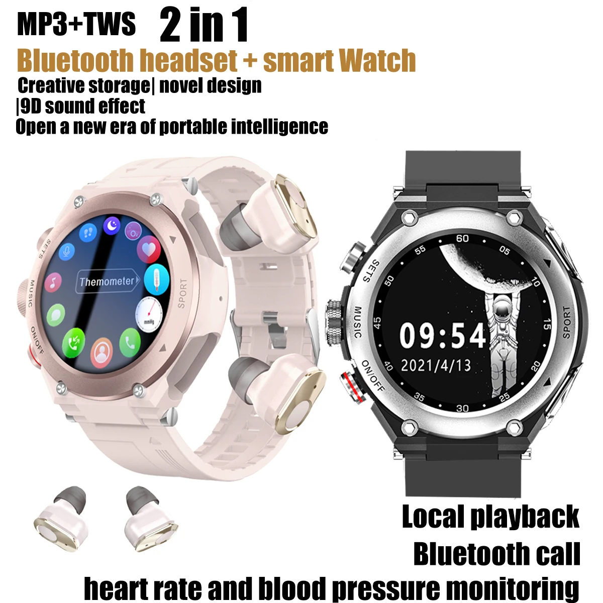 

NEW Smart Watch T92 With Earbuds 2 in 1 Fitness Tracker Call Music Bracelet With Speaker Heart Rate Monitor Sports Smart Watch