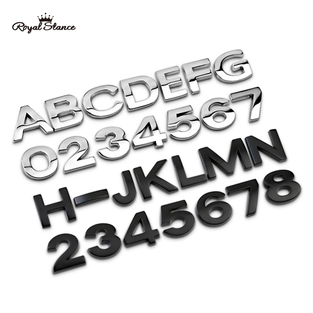 

Royal Stance 1Pcs 3D Metal 17-40mm DIY Letters Alphabet Emblem Numbers Chrome Car Sticker Digital Badge Accessories Motorcycle