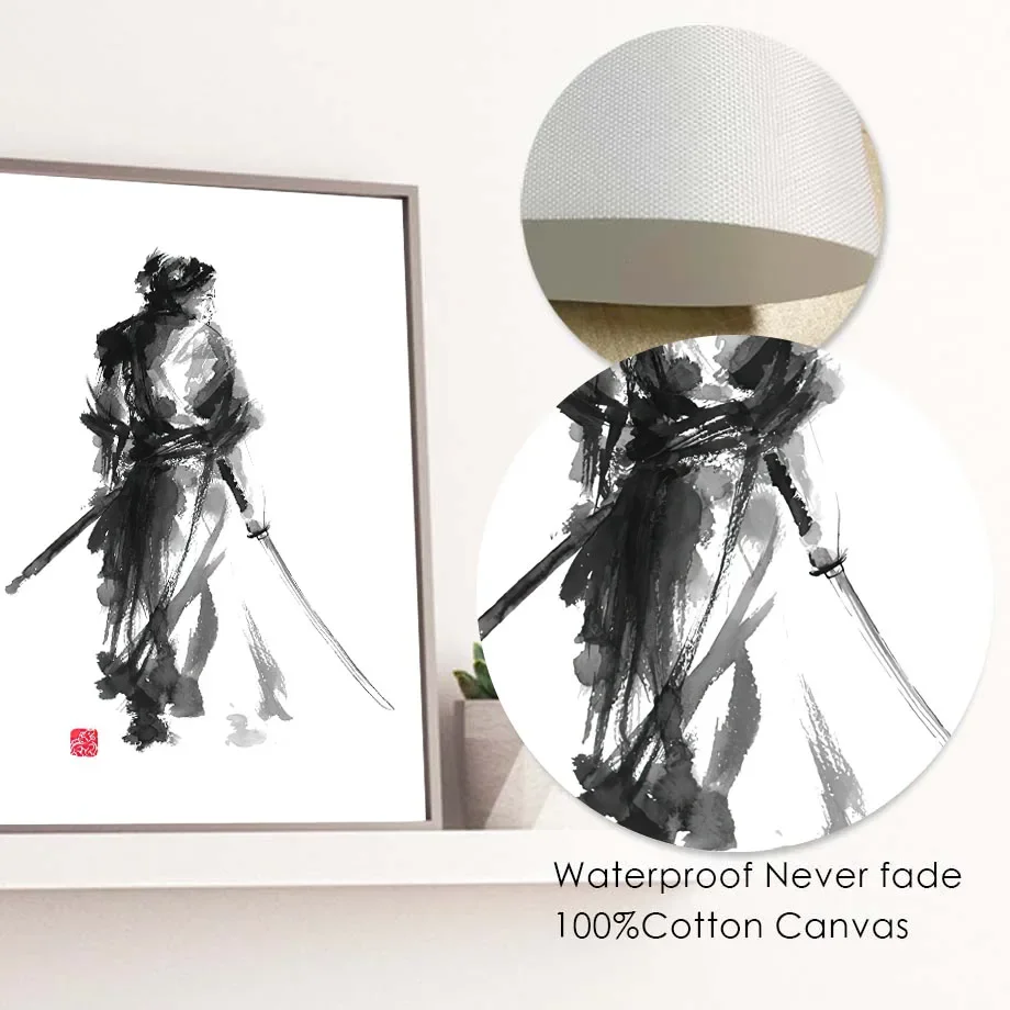 Черная кошка Шотокан Самурай гейши карате настенная Картина на холсте