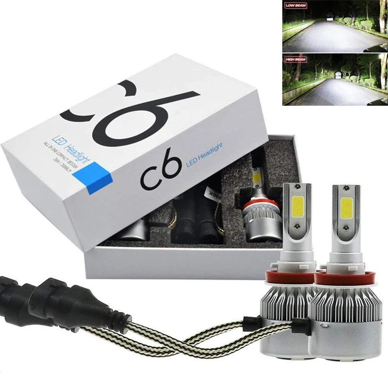 C6 H1 H3 Led Headlight Bulbs H7 LED Car Lights H4 880 H11 HB3 9005 HB4 9006 H13 6000K 72W 12V 7200LM Auto Headlamps