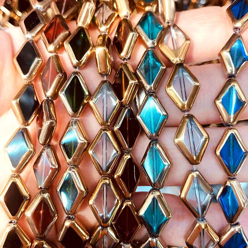 

10x15 8x11mm Diamond Shape Crystal Beads Multicolor Sapcer Glass Beads for Jewelry Hand Ring Necklace Making DIY Wholesale