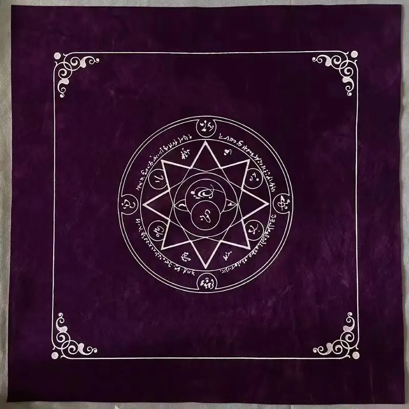 

60cmx60cm Black Or Light Purple Velvet Tarot Tablecloth Beautiful Nice Sample Design Pattern With Silver Thread Embroidery