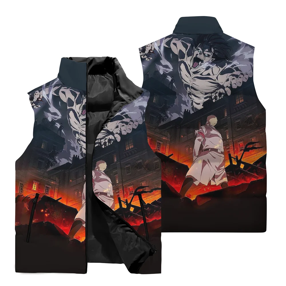 Жилет Мужской без рукавов куртка с 3D принтом аниме атака на Титанов уличный