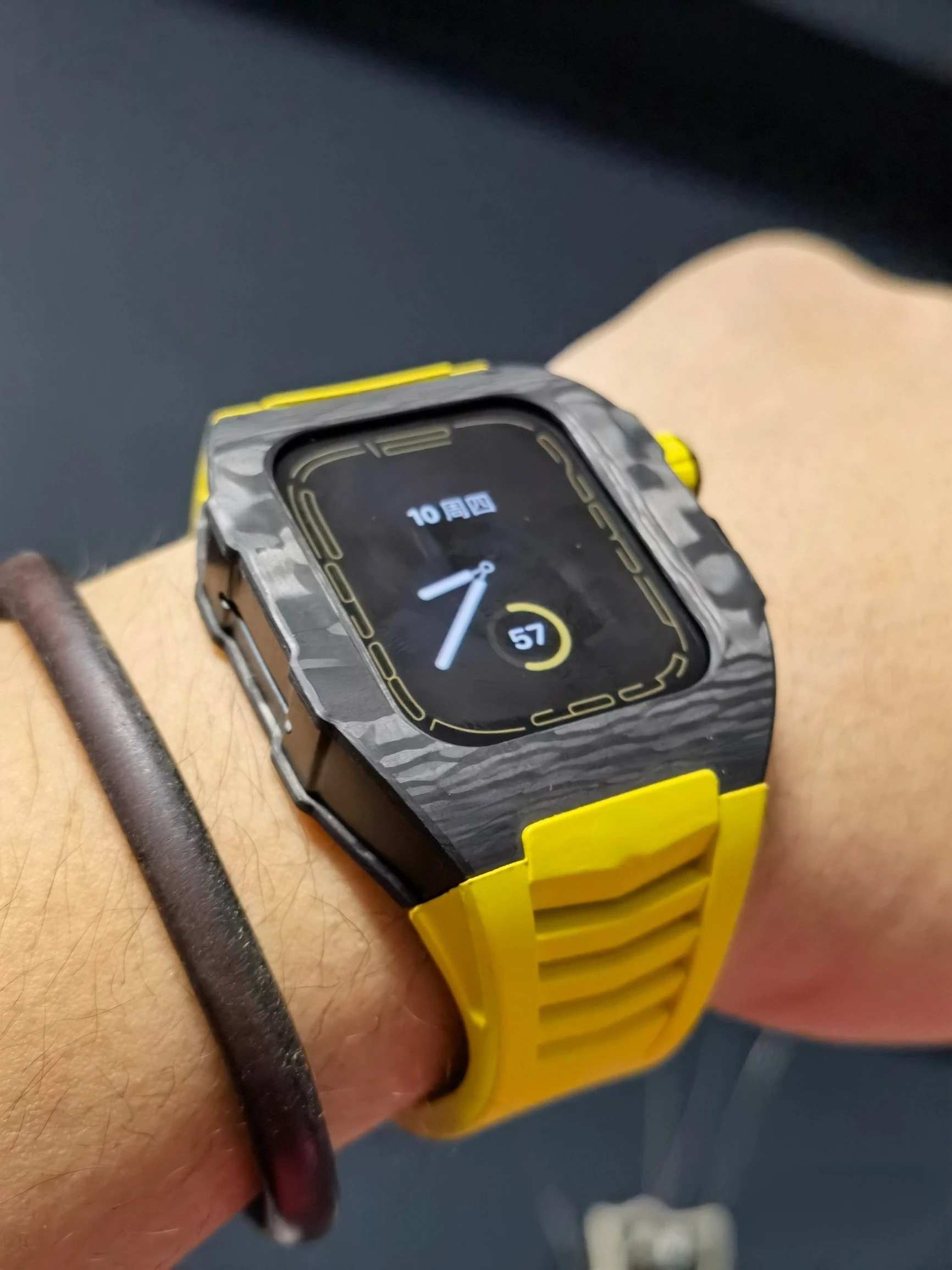 Carbon Fiber Case Modification KIT for Apple Watch 7 44mm 45mm Carbonfiber Bezel for IWatch 7 6 SE 5 4 3 Fluoro Rubber Watchband