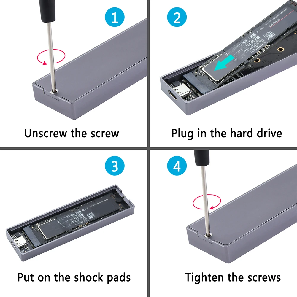 Внешний корпус твердотельного накопителя M.2 NVME/NGFF/двойного протокола USB C