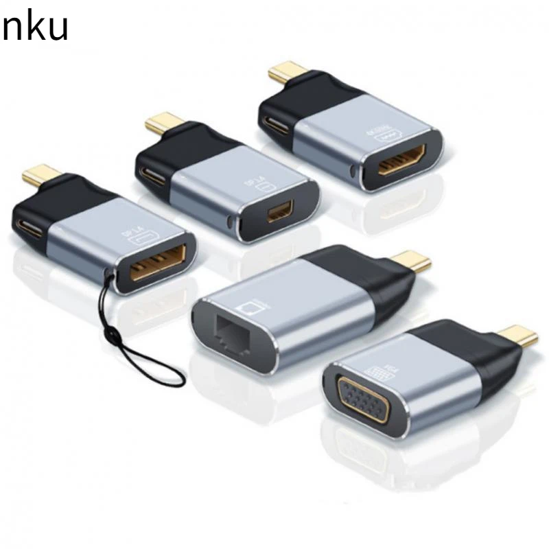 

USB C Converters Thunderbolt 3 Type-C To DP/Mini DP/HDMI-Compatible/VGA/RJ45 Male-Female Adapter with PD Charging for Macbook PC